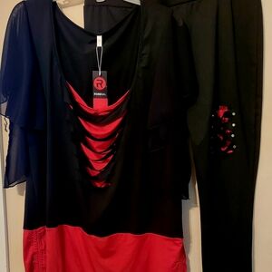 Black and Red Top with Cutout Design
